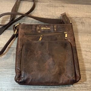 Estalon brown leather cross body bag